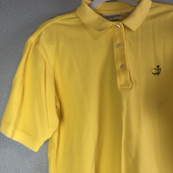 Masters Collection Mens Polo Shirt Size Large Yellow Short Sleeve Golf FLAW - Picture 3 of 7